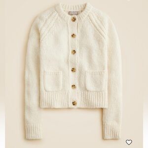 NWT J. Crew Raglan Cardigan in Ivory / Button-Up Cardigan with Patch Pockets